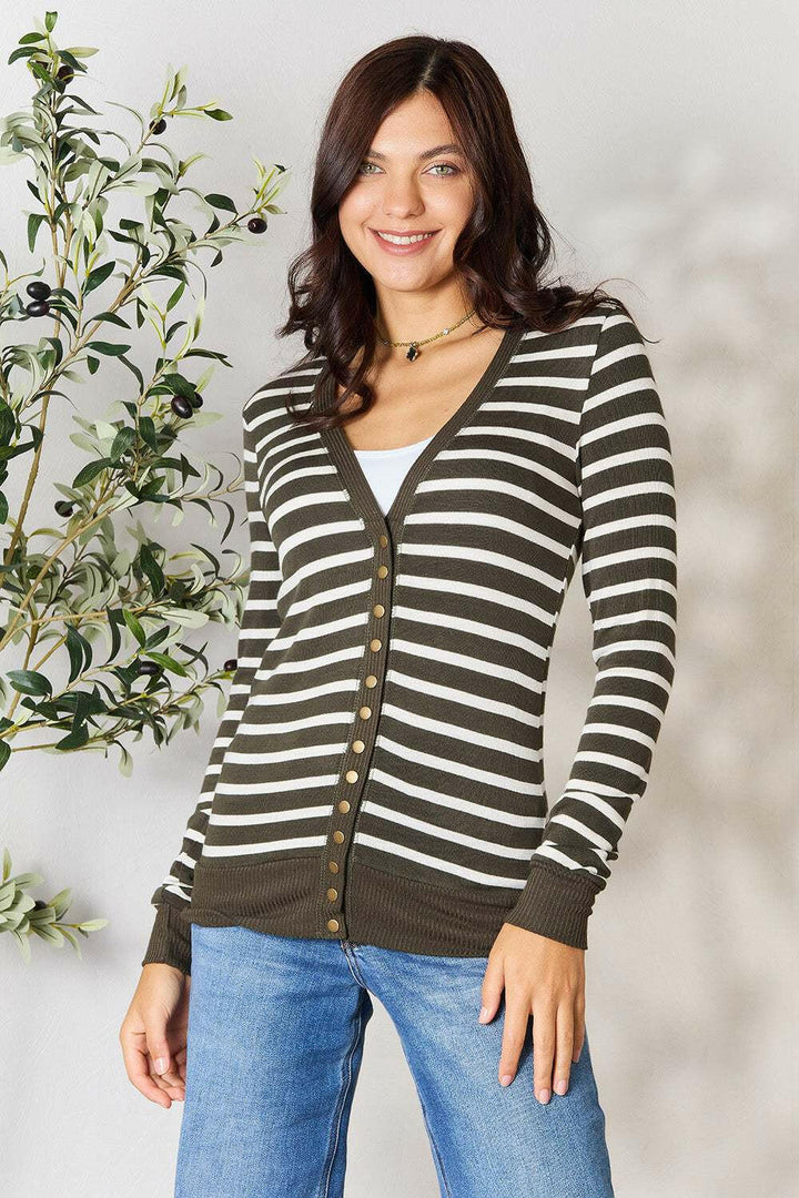 Zenana Full Size Striped Snap