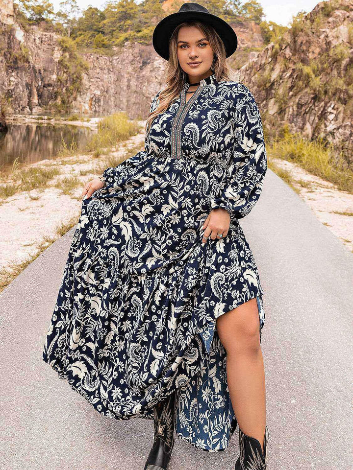 Western Whispers Long Sleeve Maxi Dress - Plus Size