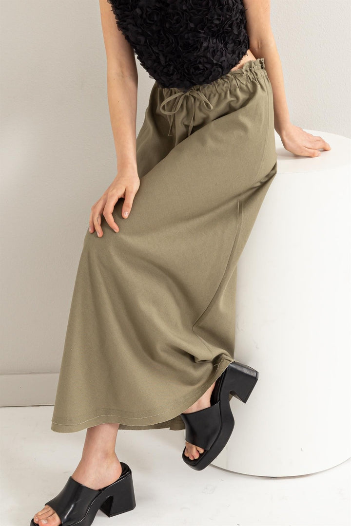 Linen Blend Maxi Skirt