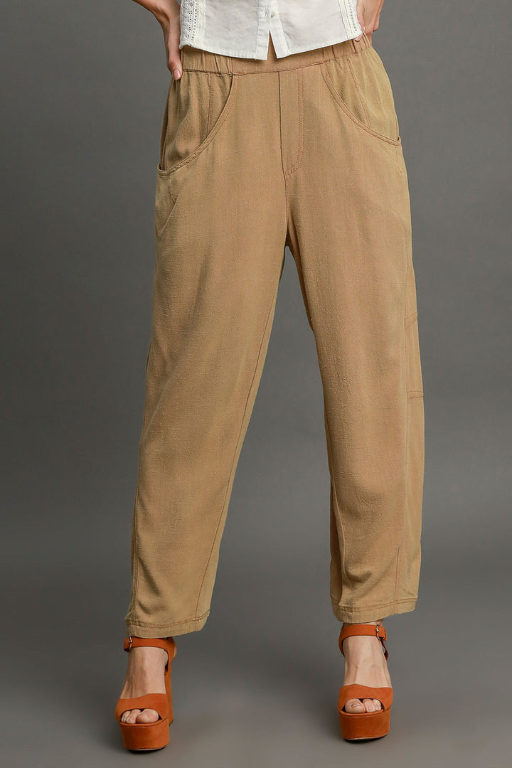 Linen/Cotton Blend Baggy Fit Pants