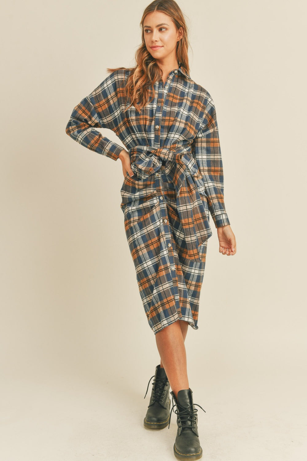 Plaid Flannel Shirt Dress