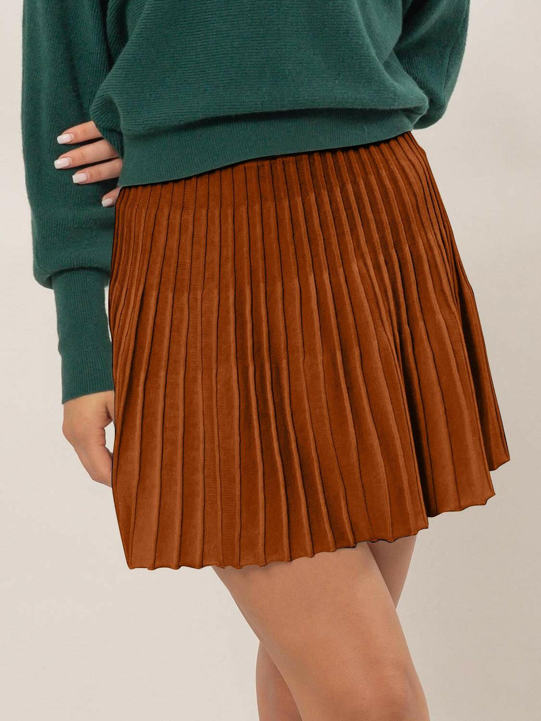 High Waisted Pleated Mini Skirt.