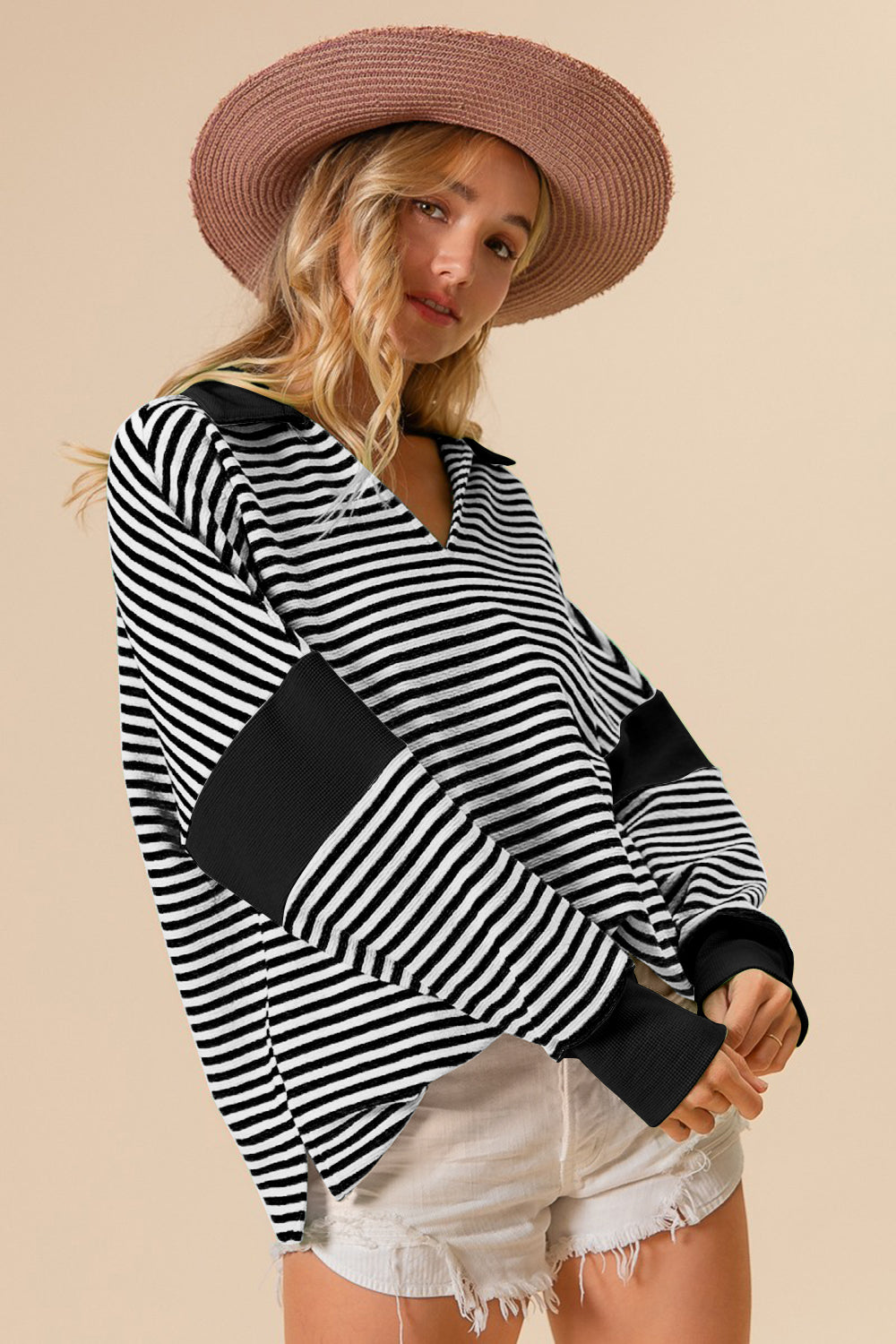 Striped Long Sleeve Knit Top