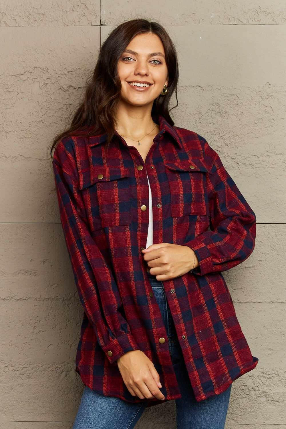 Plaid Long Sleeve Shacket.