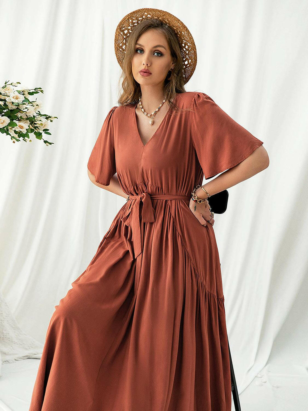 Terracotta Bliss Midi Dress - Plus Size - The Rogue Daisy