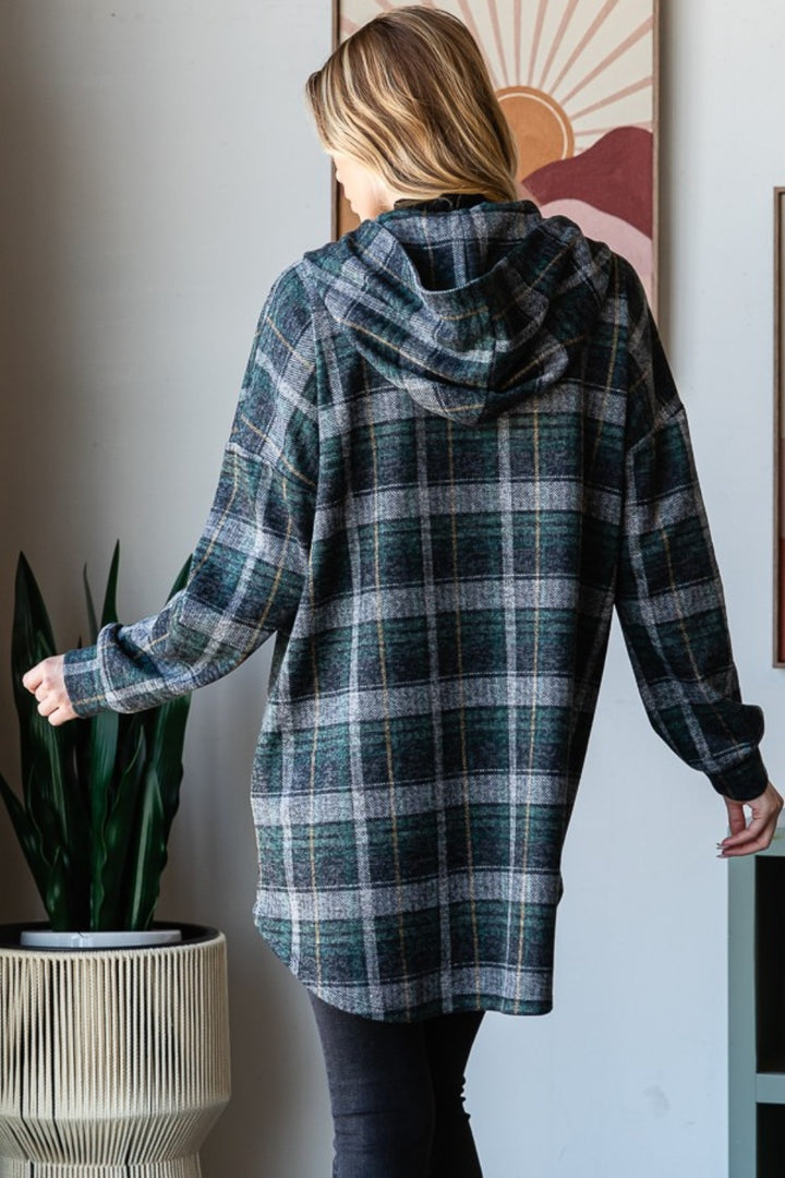 Hooded Plaid Shirt Jacket