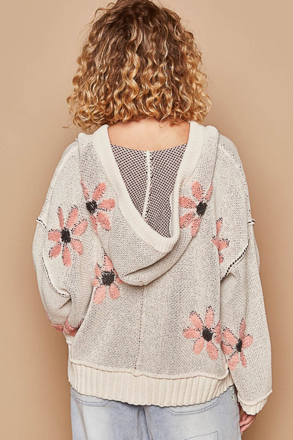 Floral Pattern Hooded Sweater