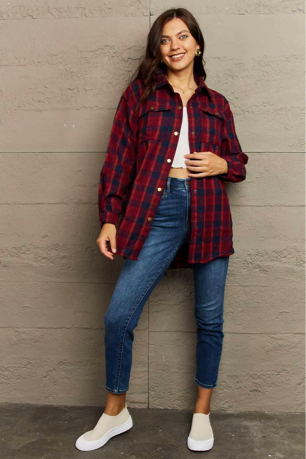 Plaid Long Sleeve Shacket.