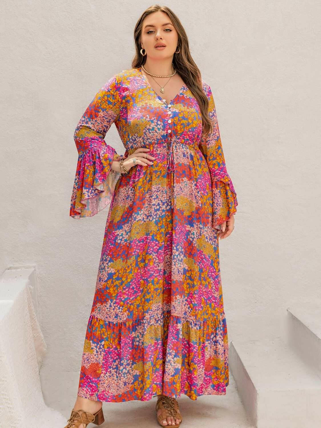 Vibrant Garden Floral Maxi Dress - Plus Size - The Rogue Daisy