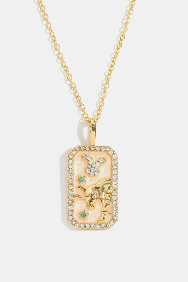 Zodiac Rhinestone Pendant Necklace.