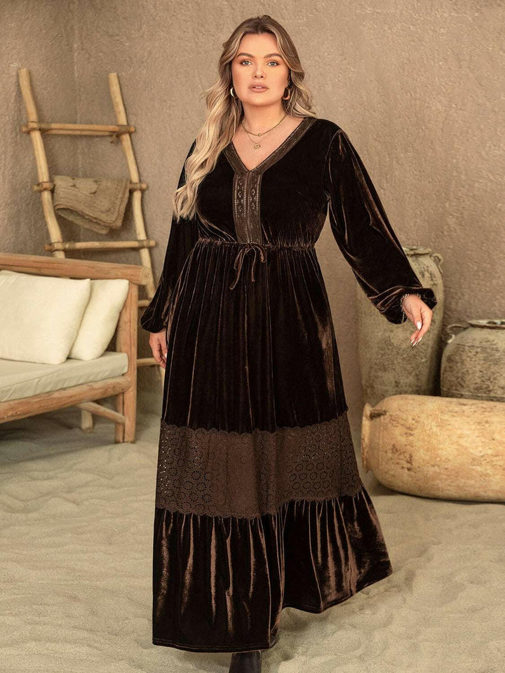 Chocolate Velvet Maxi Dress - Plus Size - The Rogue Daisy