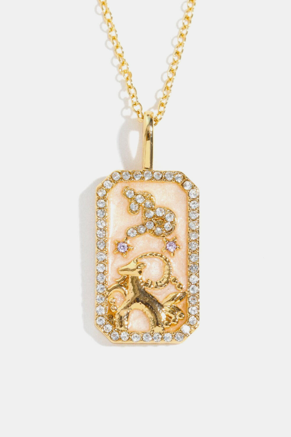 Zodiac Rhinestone Pendant Necklace.