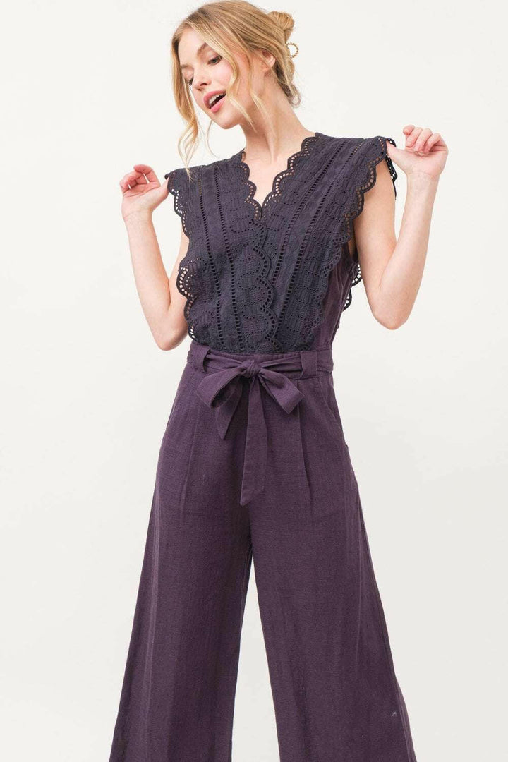 Plum Elegance Lace Jumpsuit - The Rogue Daisy