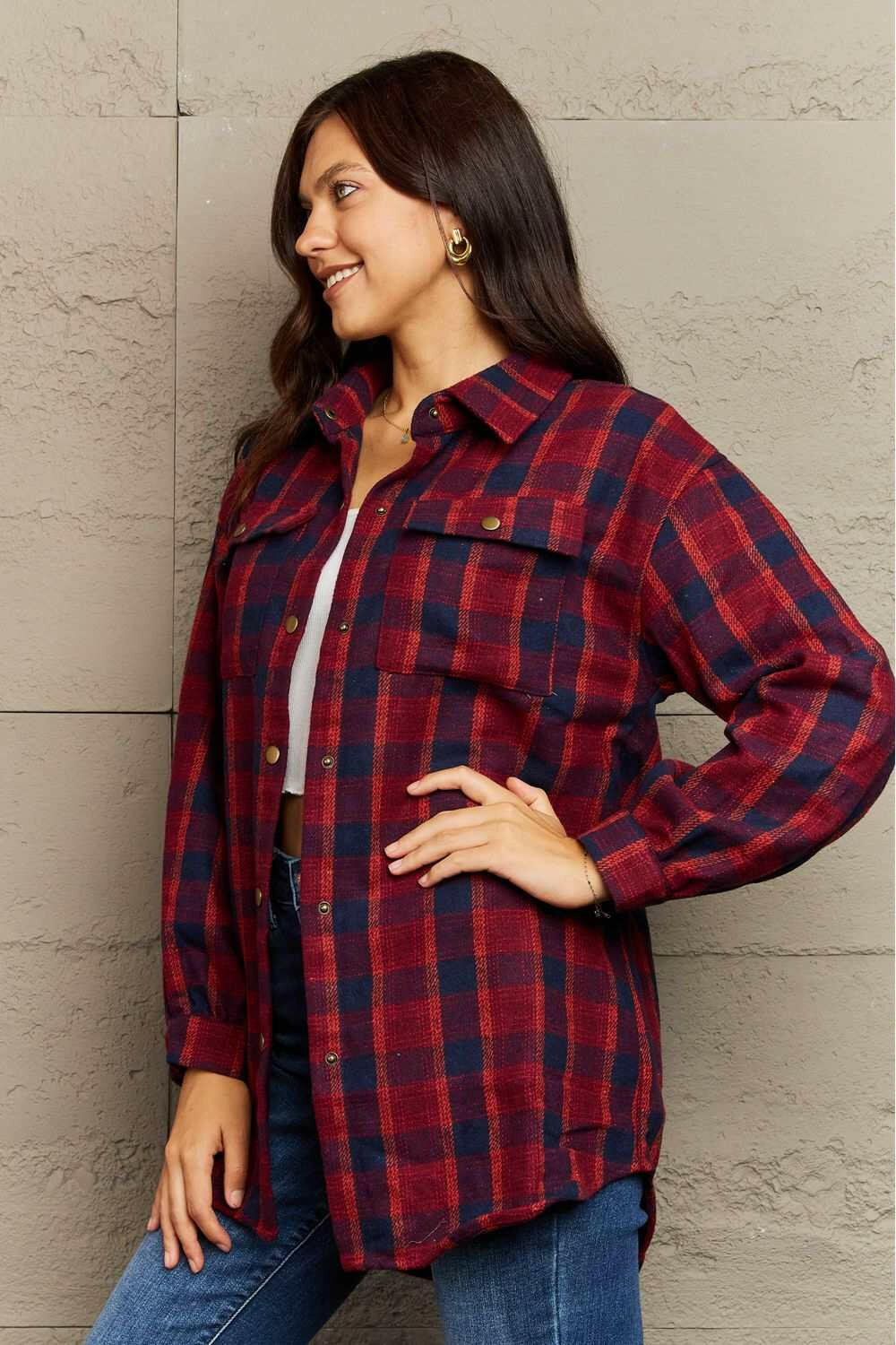 Plaid Long Sleeve Shacket.