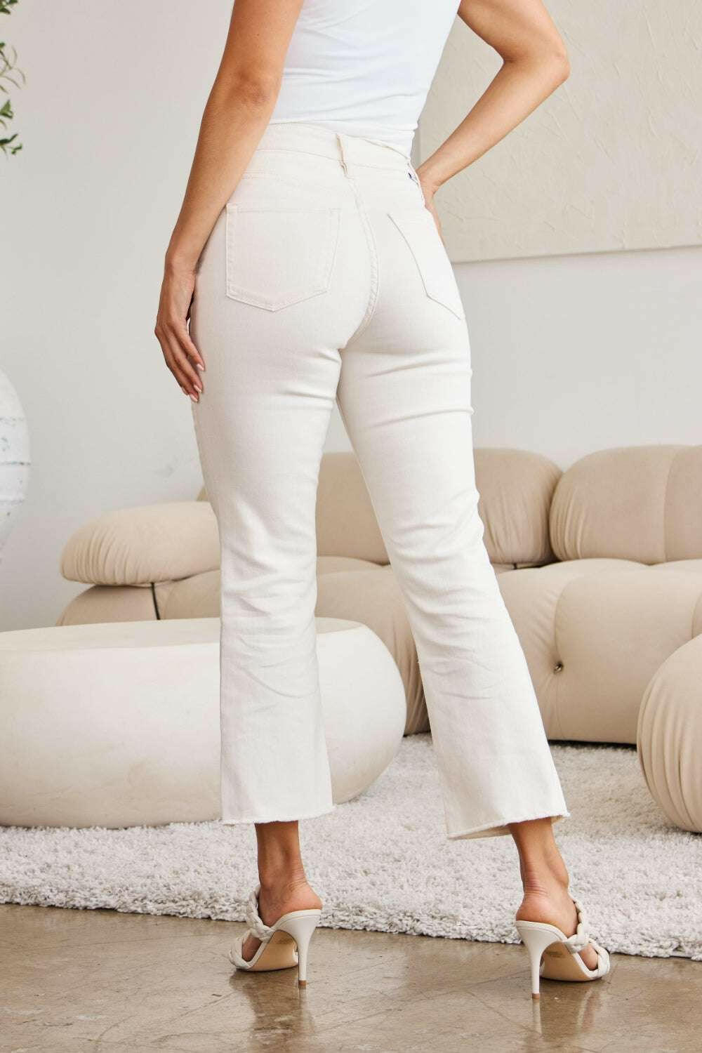 'Mini Mia' High Waist Raw Hem Jeans RMF - The Rogue Daisy