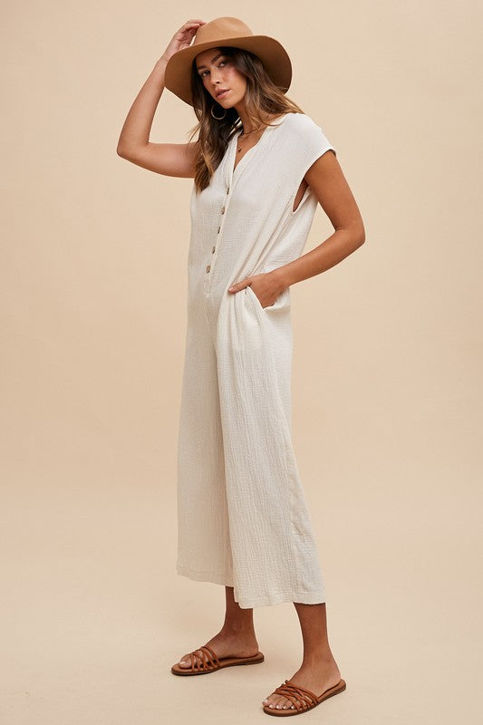 Cotton Wide-Leg Jumpsuit