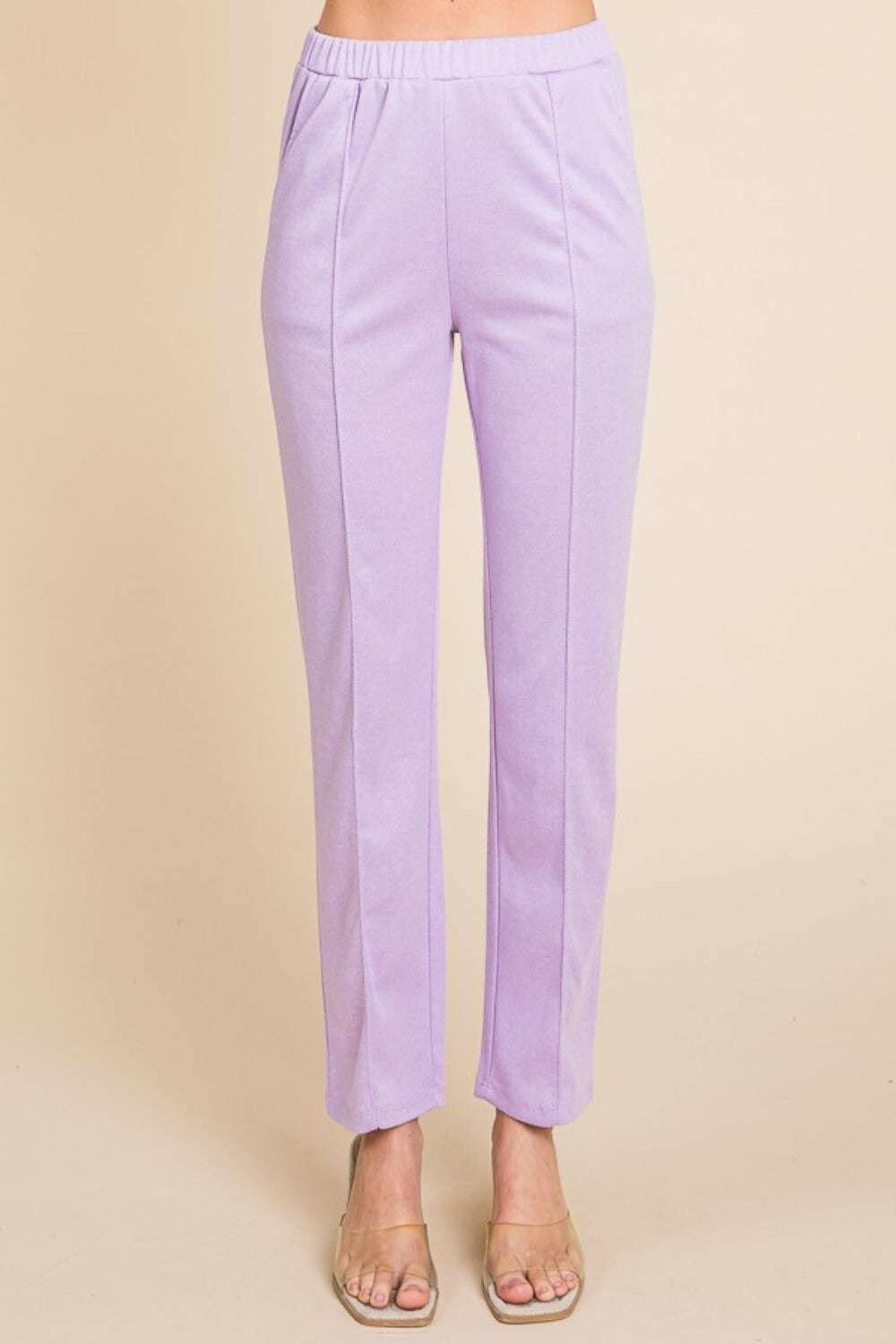 Pintuck Slim Pants in Lilac.