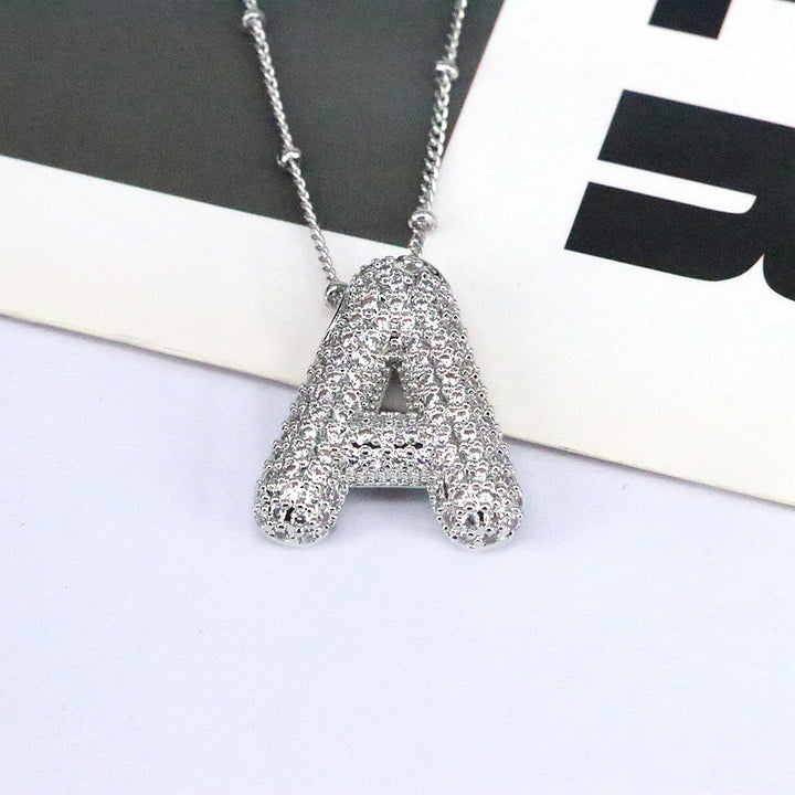 Sparkling Initial Bubble Necklace - A-L