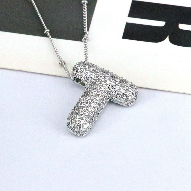 Sparkling Initial Bubble Necklace - M-Z