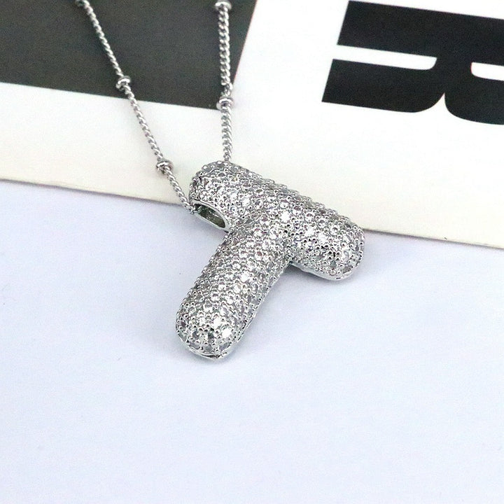 Sparkling Initial Bubble Necklace - M-Z