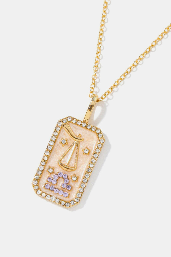 Zodiac Rhinestone Pendant Necklace.