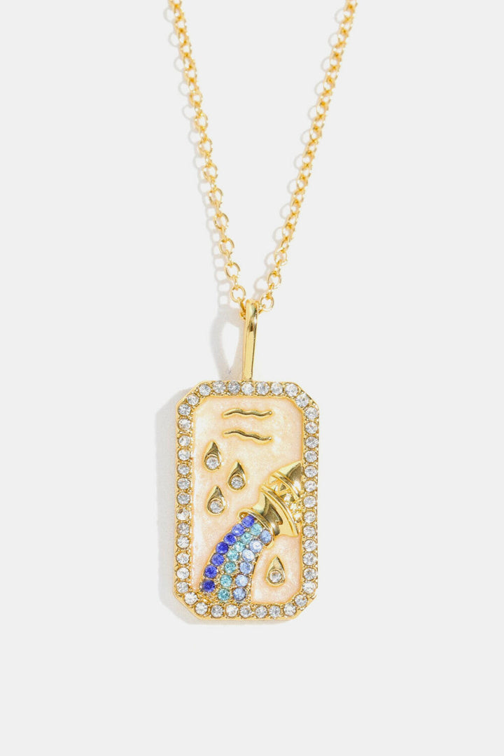 Zodiac Rhinestone Pendant Necklace.