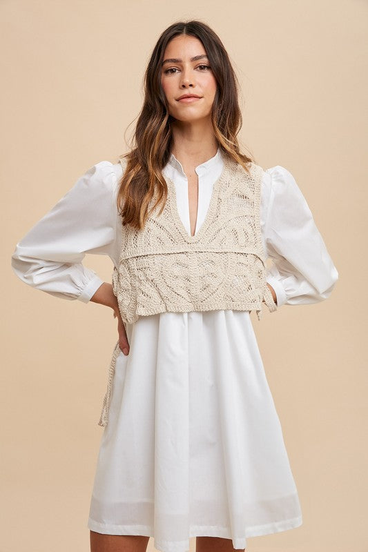 Ivory Stitch Shirt Dress