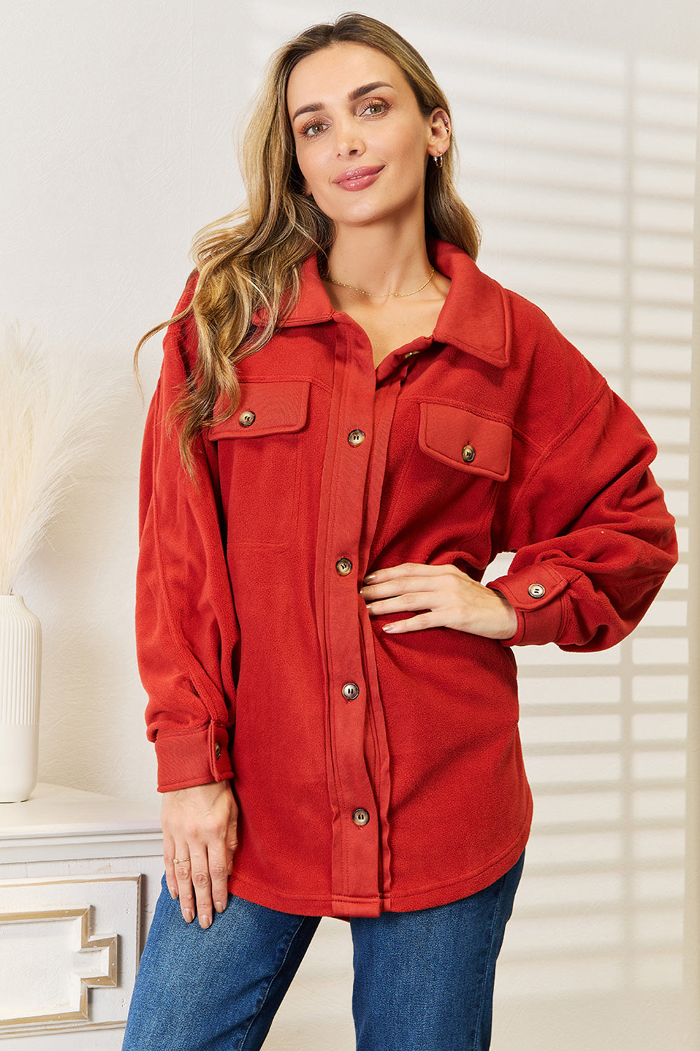 'Cozy Girl' Button Down Shirt Jacket