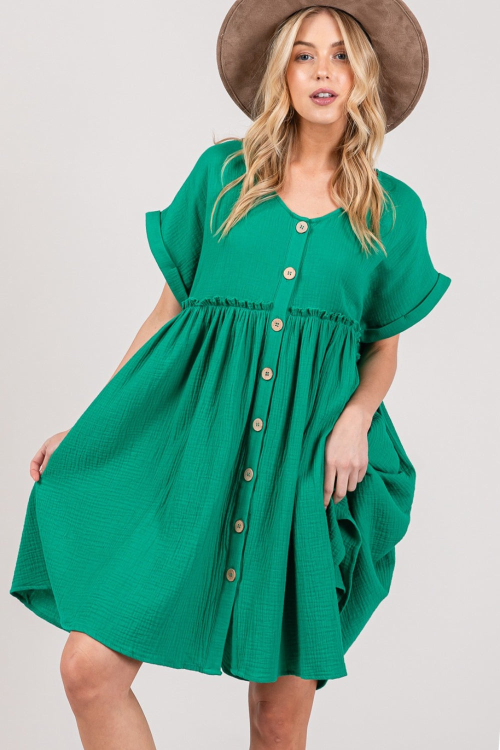 Emerald Breeze Babydoll Dress