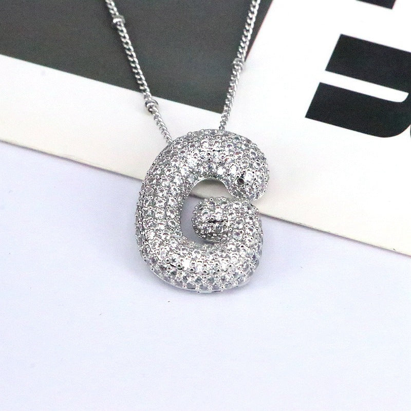 Sparkling Initial Bubble Necklace - A-L