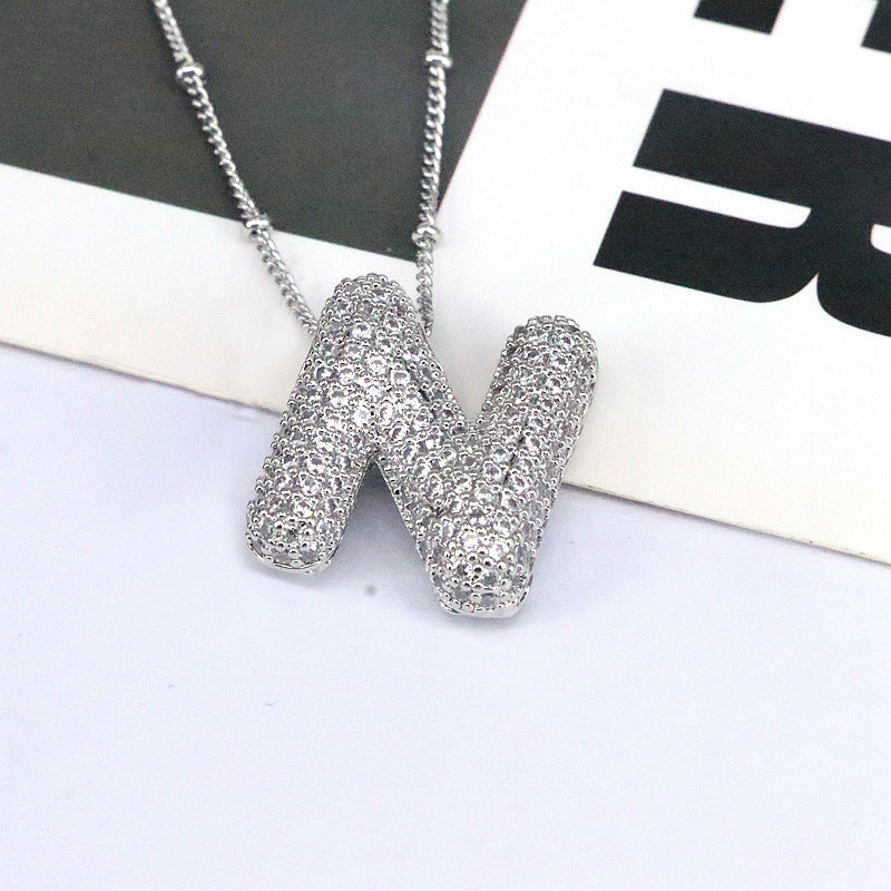 Sparkling Initial Bubble Necklace - M-Z