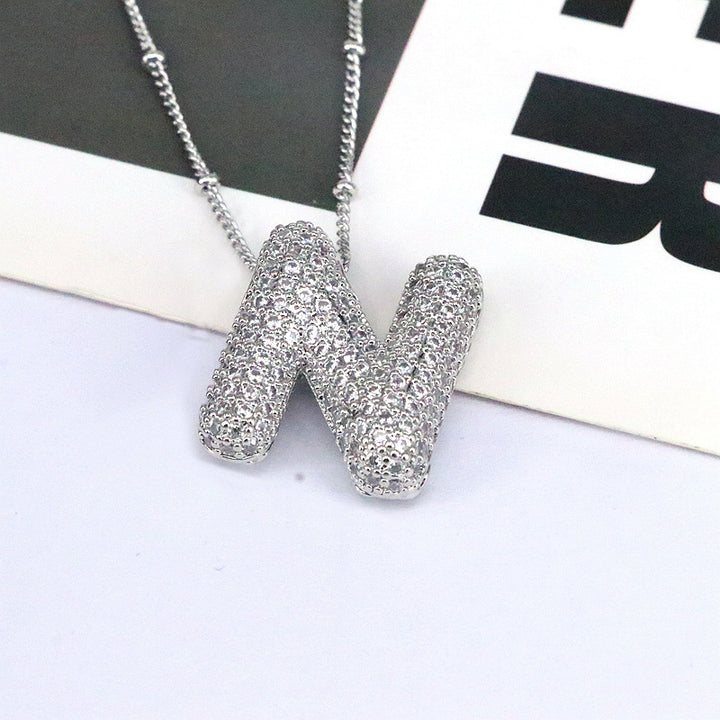 Sparkling Initial Bubble Necklace - M-Z