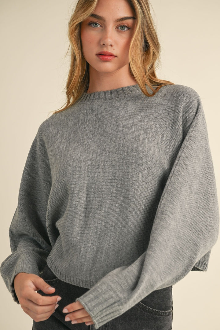 Dolman Sleeve Cropped Sweater