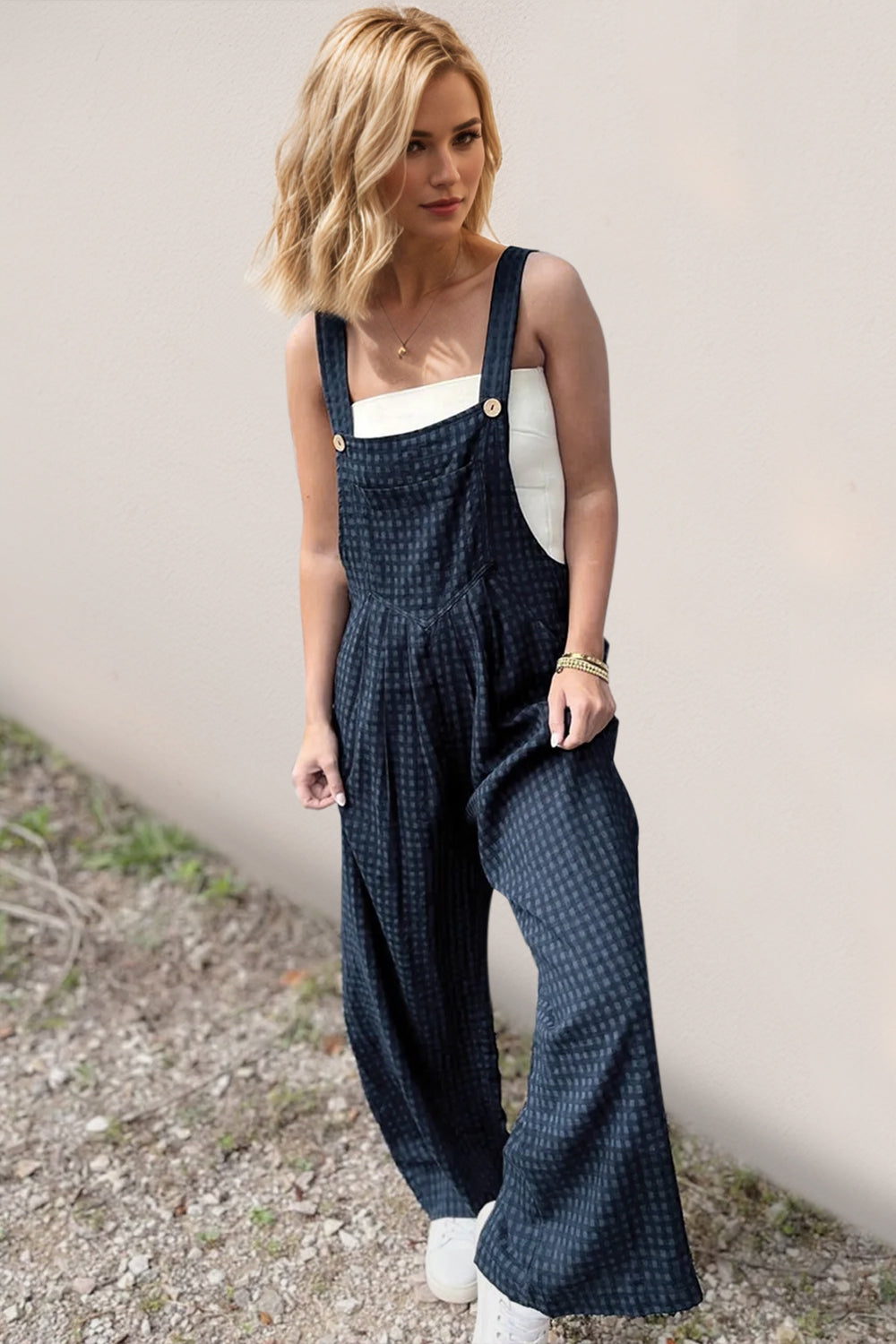 Everlane Checkered Cotton Overalls