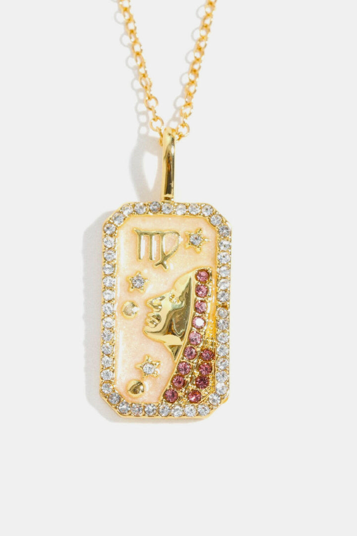 Zodiac Rhinestone Pendant Necklace.