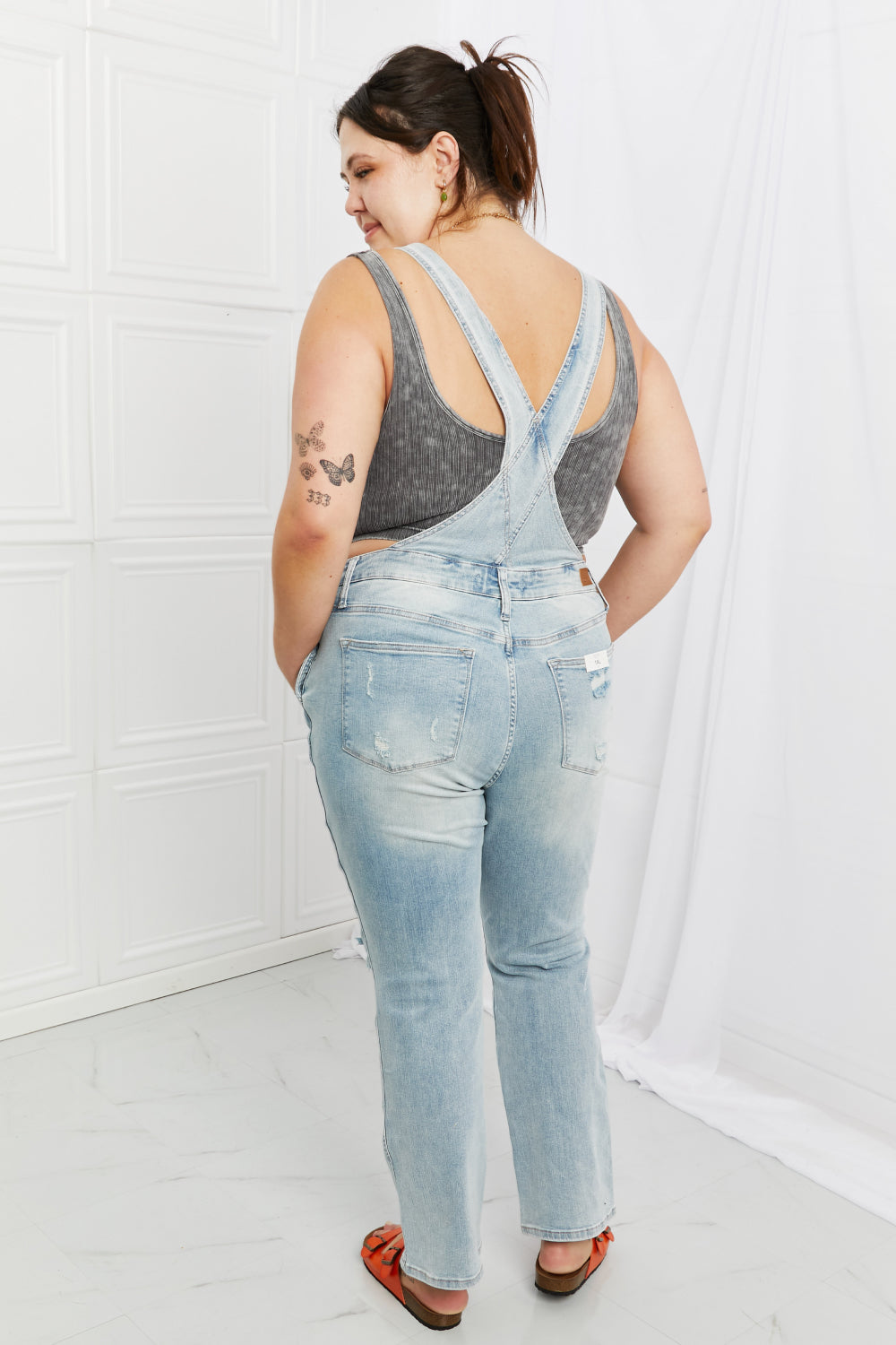 Judy Blue Melina Distressed Straight Leg Overalls