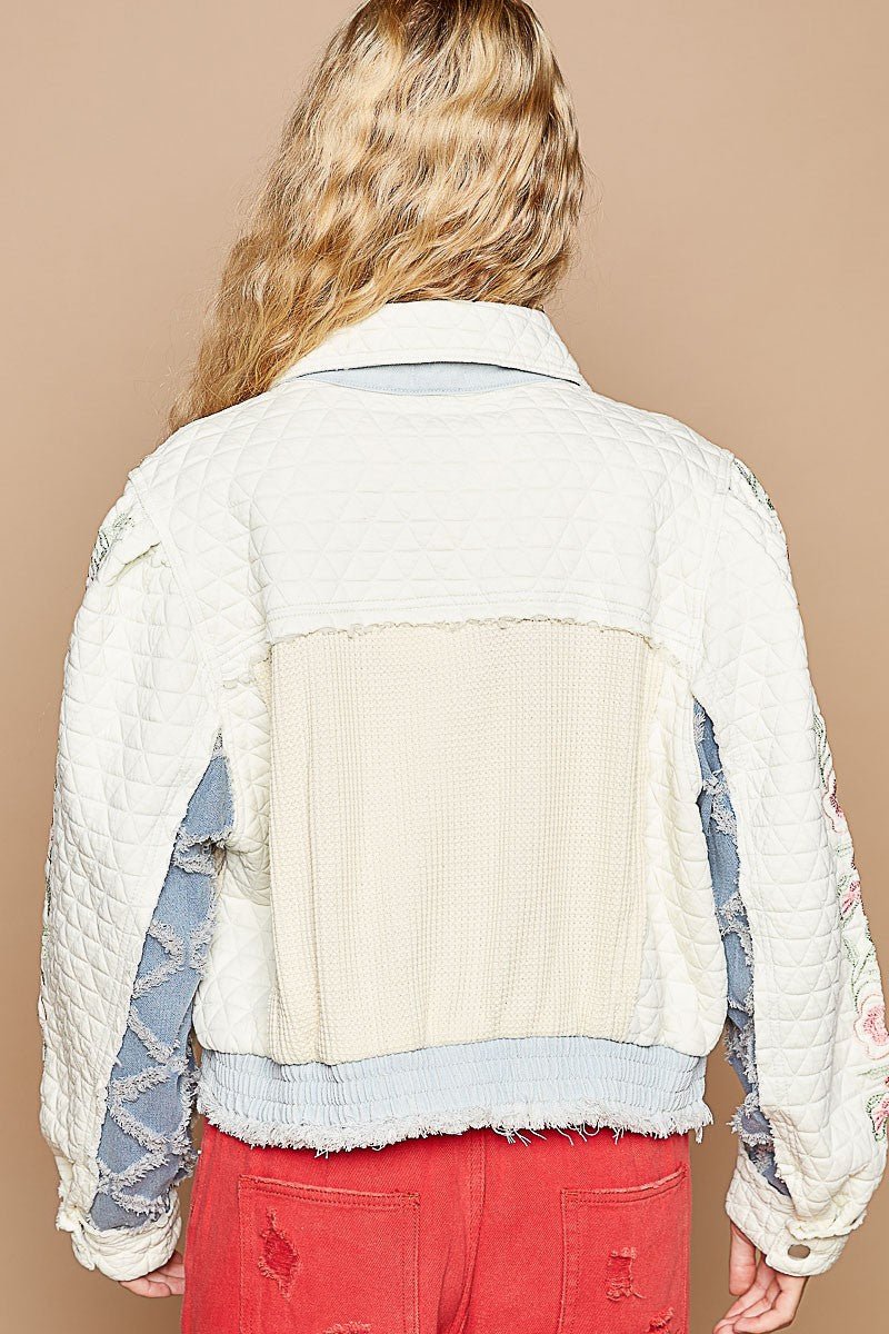 Embroidered Sleeve Quilted Jacket