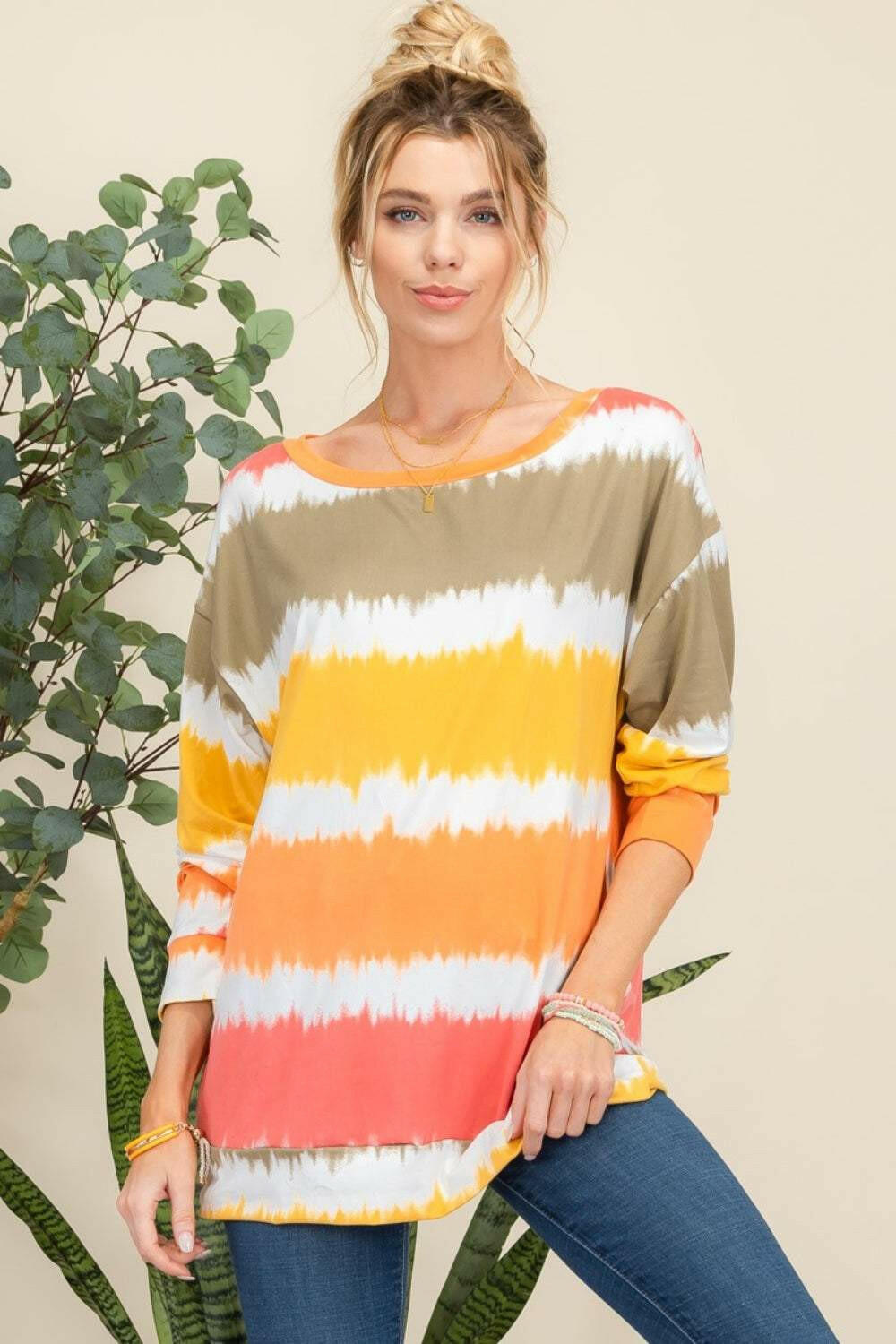 Striped Long Sleeve T-Shirt.