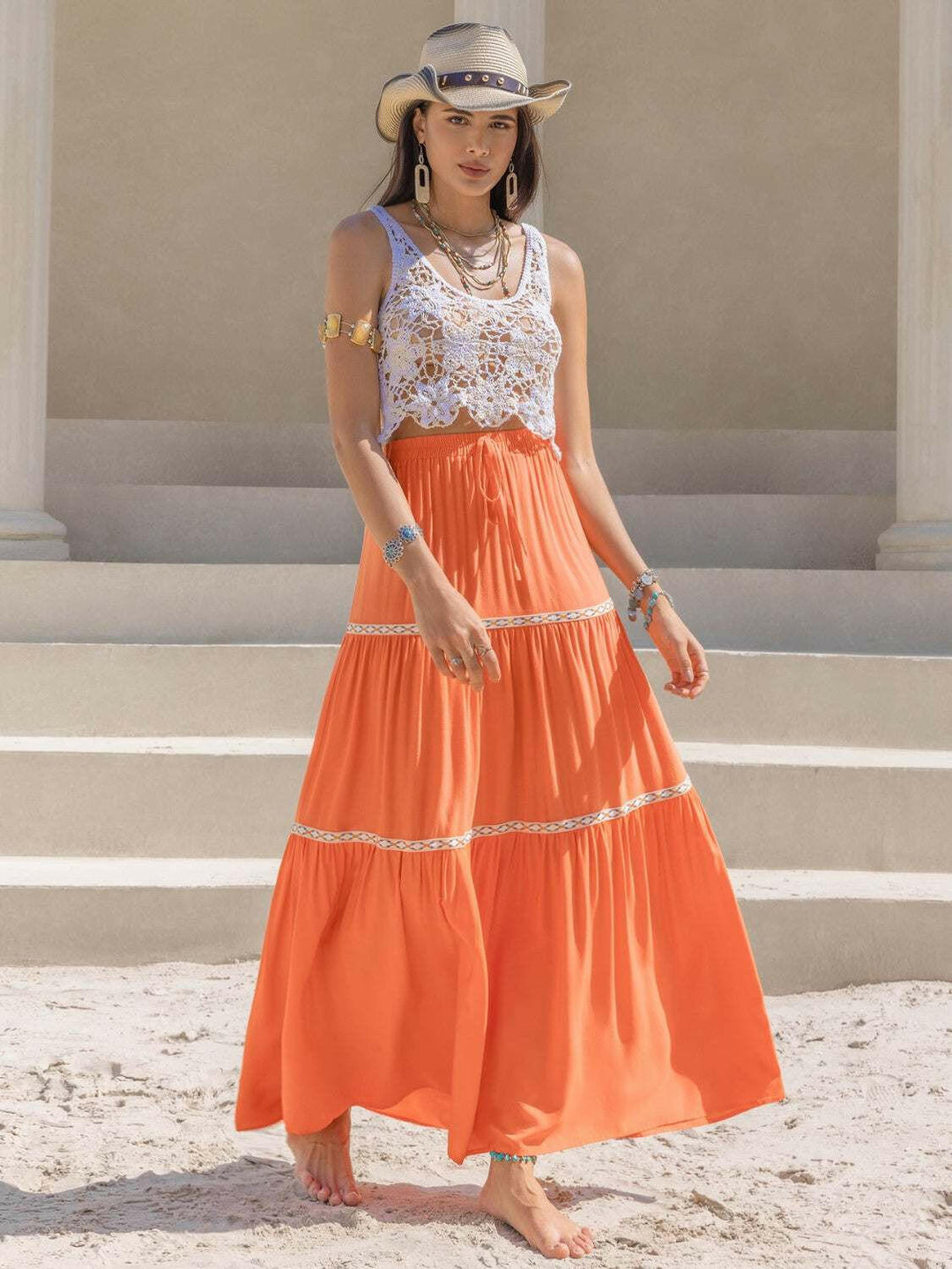 Tangerine Dream Tiered Maxi Skirt - The Rogue Daisy