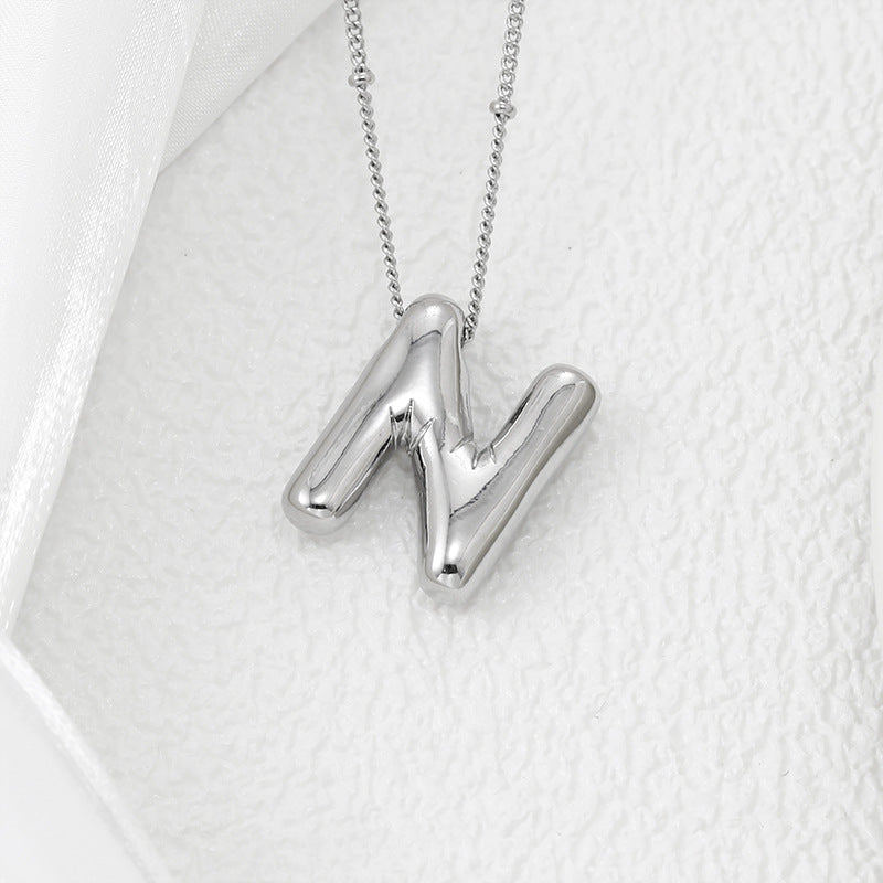 Bubble Letter Pendant Necklace M-Z