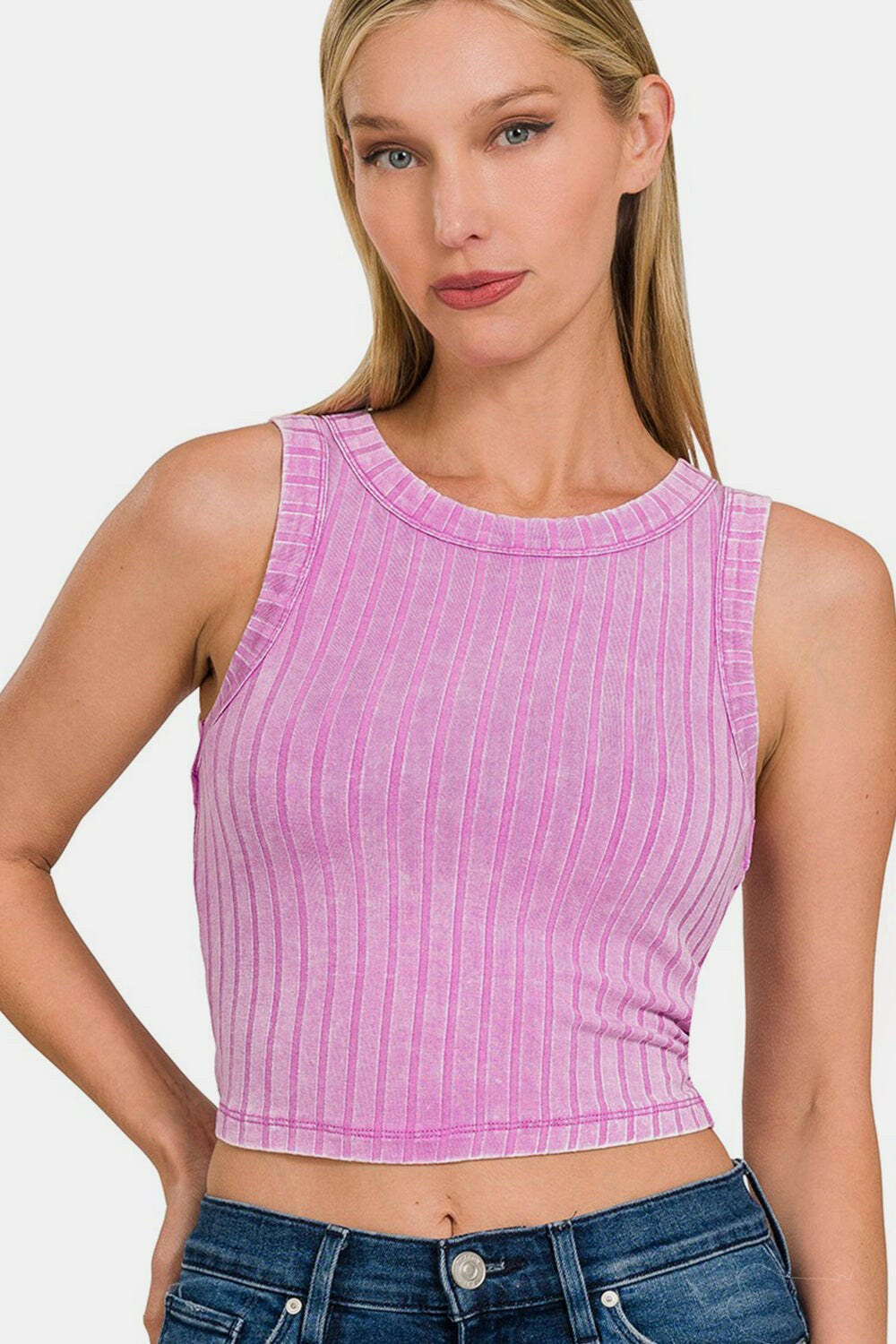 Zenana Ribbed Cropped Tank.