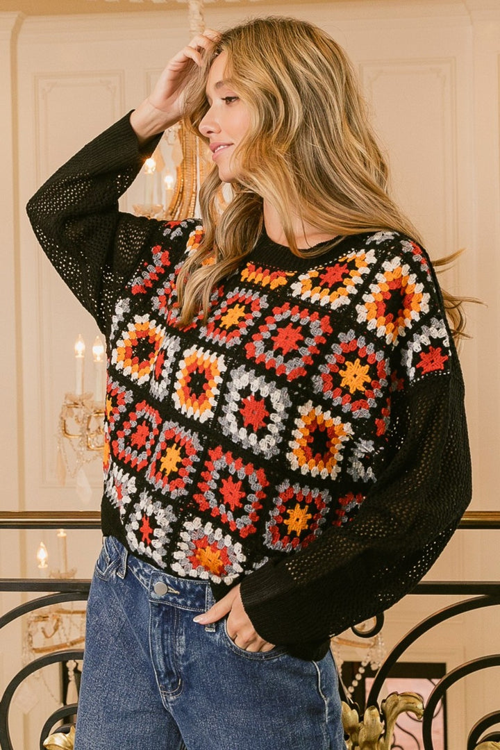 Granny Square Long Sleeve Top