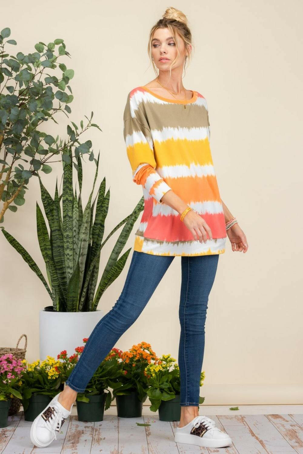 Striped Long Sleeve T-Shirt.