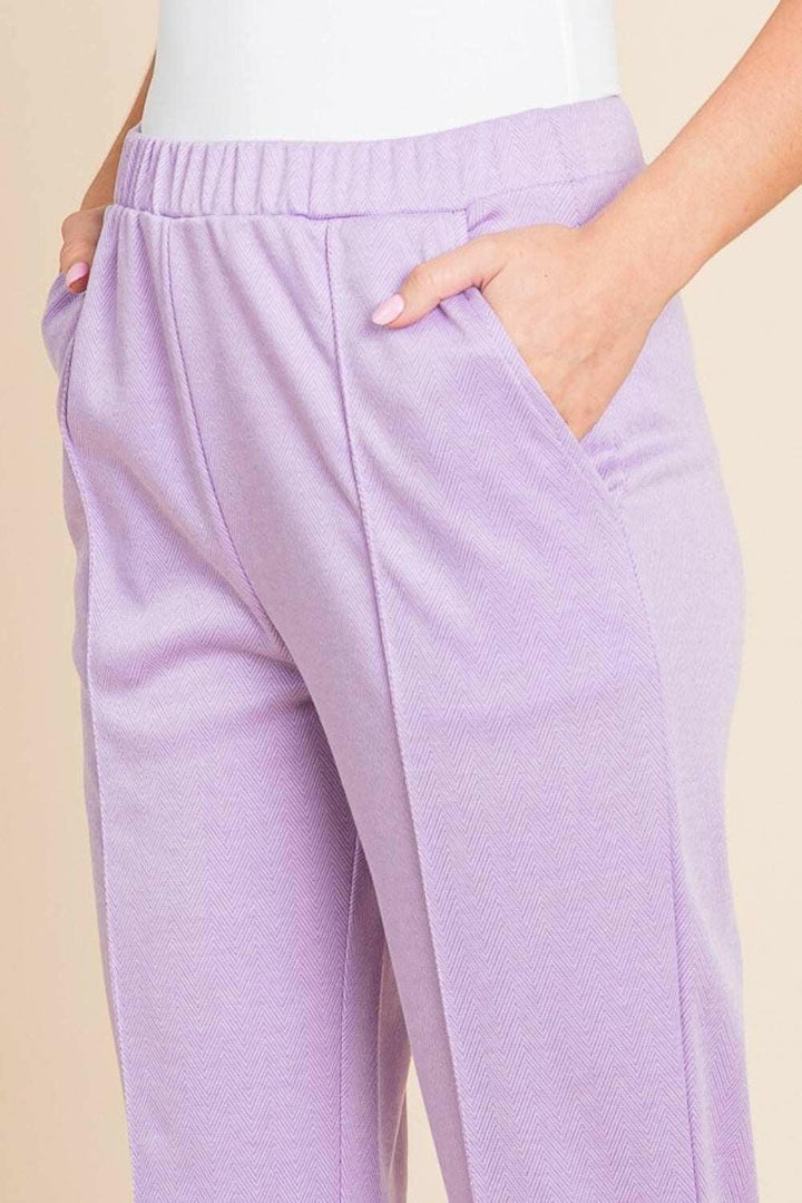 Pintuck Slim Pants in Lilac.