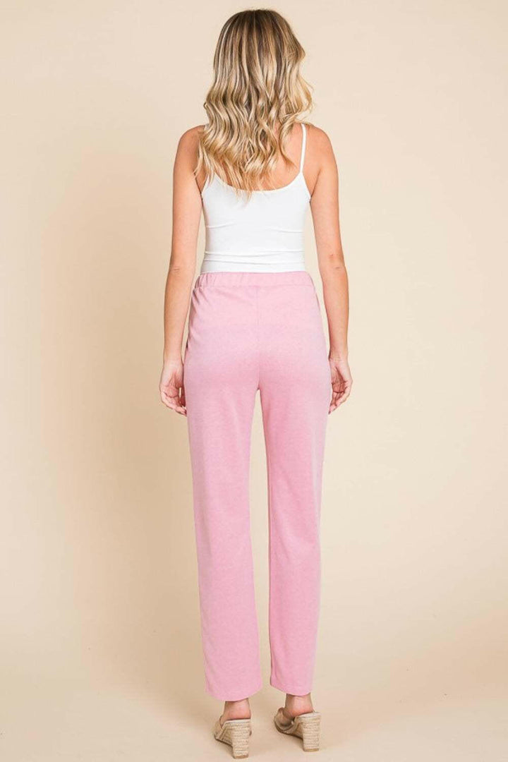 Pintuck Slim Pants in Pink.