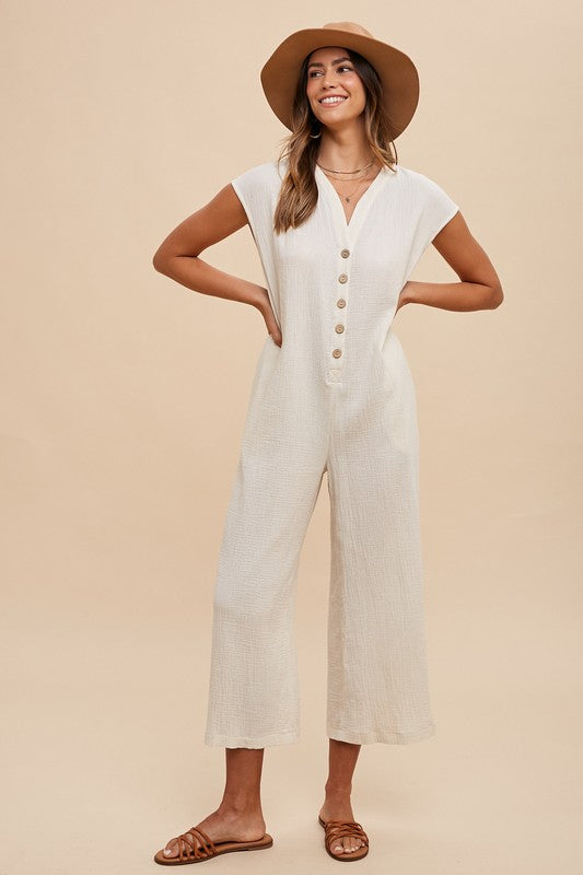 Cotton Wide-Leg Jumpsuit