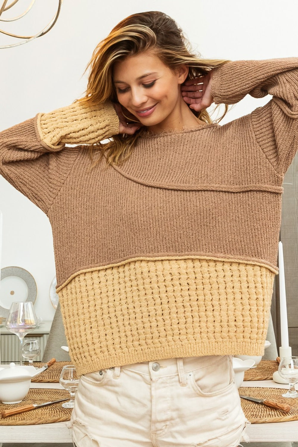 Textured Drop Shoulder Sweater