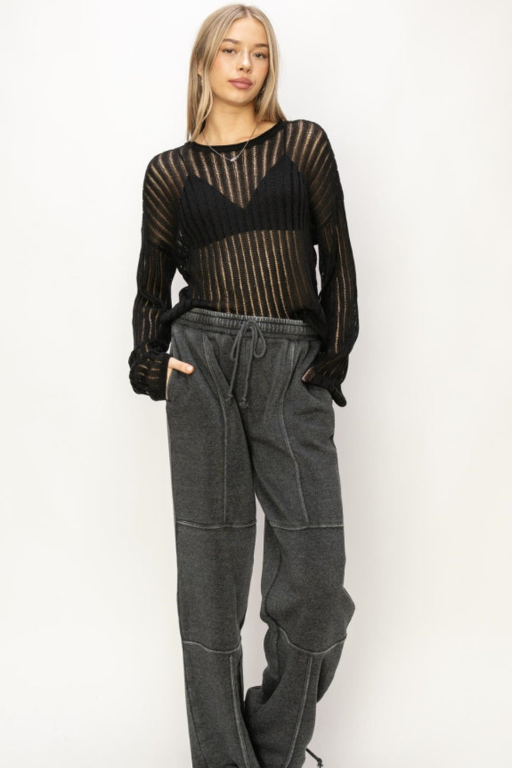 Openwork Ribbed Knit Top