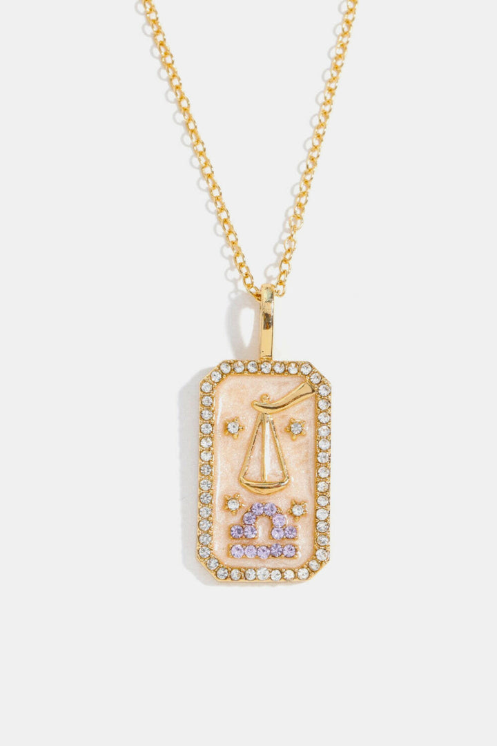 Zodiac Rhinestone Pendant Necklace.