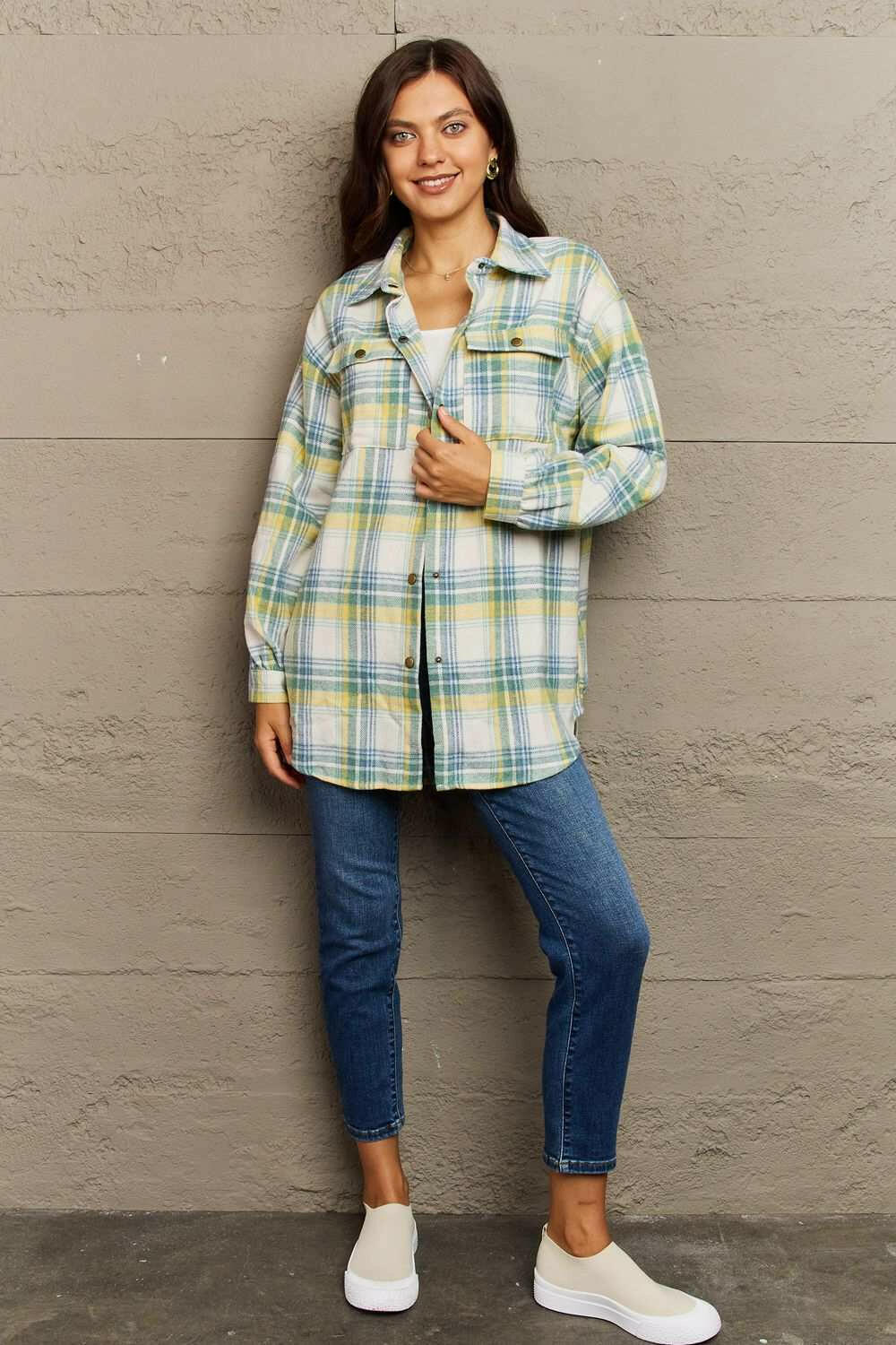 Plaid Long Sleeve Shacket.